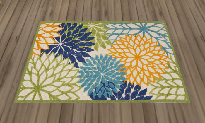 Blue & Green Blossom Rug