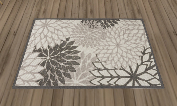 Gray & Beige Blossom Rug