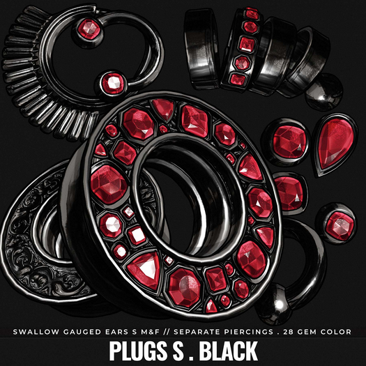 [BL] Drew plugs&piercing S // black