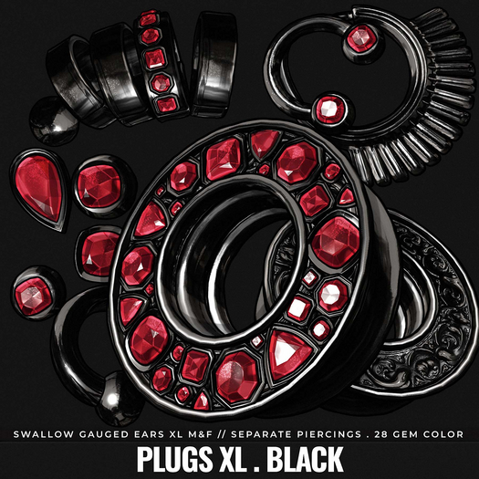 [BL] Drew plugs&piercing XL // black