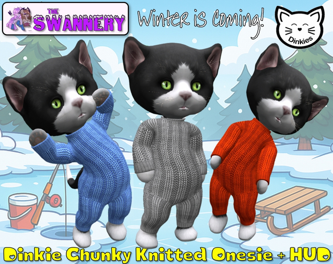 Dinkie Kitty Knitted Onesie + HUD