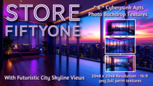 * 8 * Cyberpunk Apt & City Views Photo Studio Backdrop Textures - 2K Rez! - Store FiftyOne :)  