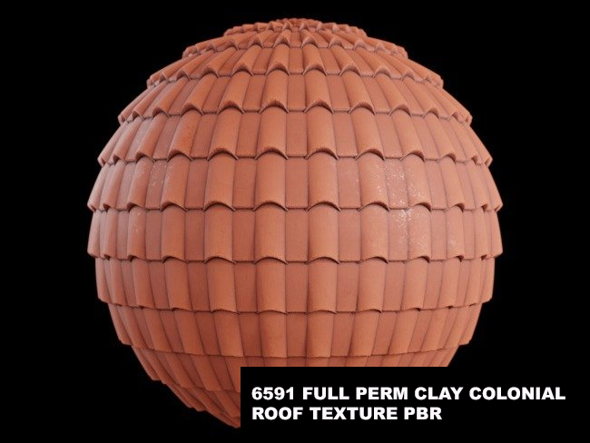 6591 FULL PERM CLAY COLONIAL ROOF TEXTURE PBR EASY APPLY