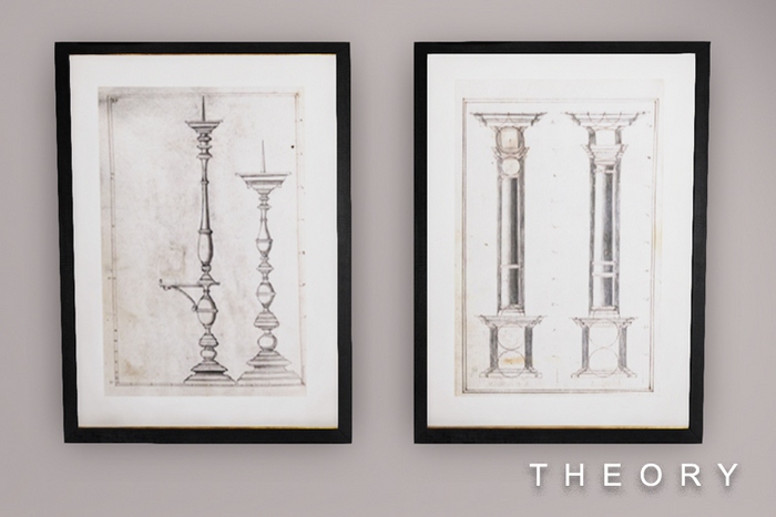 ANTIQUE ENGRAVINGS 'COLUMNS AND CANDLESTICKS' - THEORY - ADD