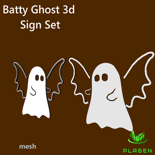 Batty Ghost 3D Sign Set   - PLAGEN  (ADD)