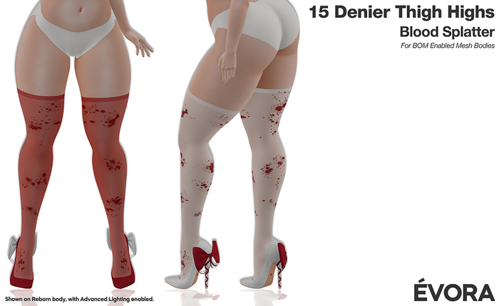 EVORA - 15 Denier Thigh Highs - Blood Splatter