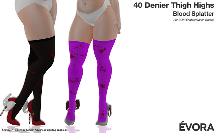 EVORA - 40 Denier Thigh Highs - Blood Splatter