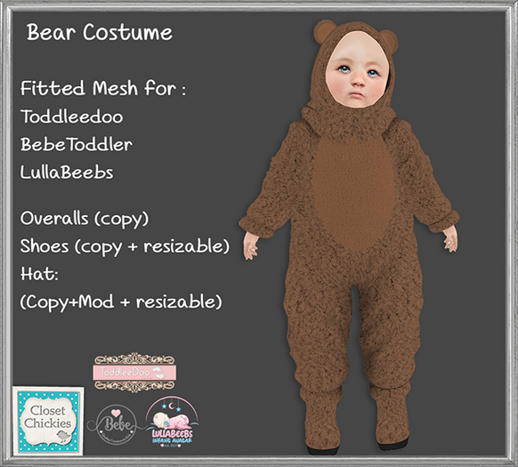 *CC* Bear  Costume FITTED  (TDB/LB/BBT)