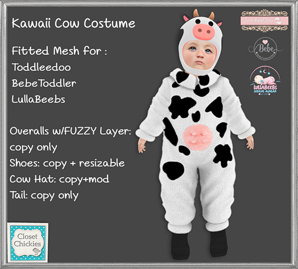*CC* Kawaii Cow Costume FITTED  (TDB/LB/BBT)