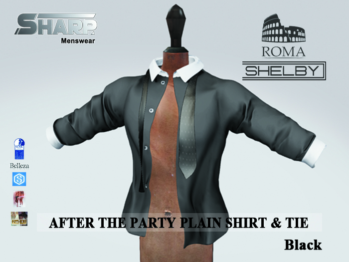 Sharp Shelby Roma ATP Black plain shirt and tie 