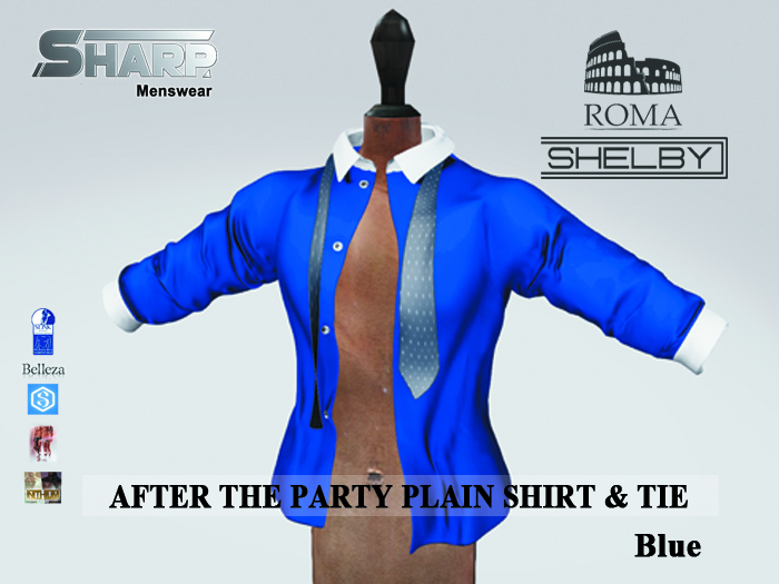 Sharp Shelby Roma ATP Blue plain shirt and tie