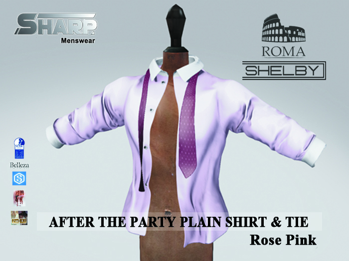 Sharp Shelby Roma ATP Rose Pink plain shirt and tie