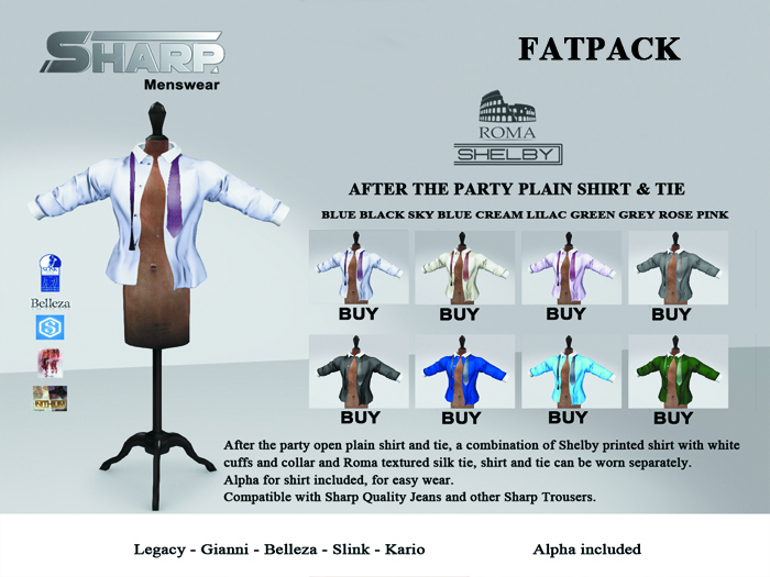 Sharp Shelby Roma ATP plain shirt and tie FATPACK 