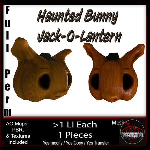 Full Perm Haunted Bunny Jack O Lantern