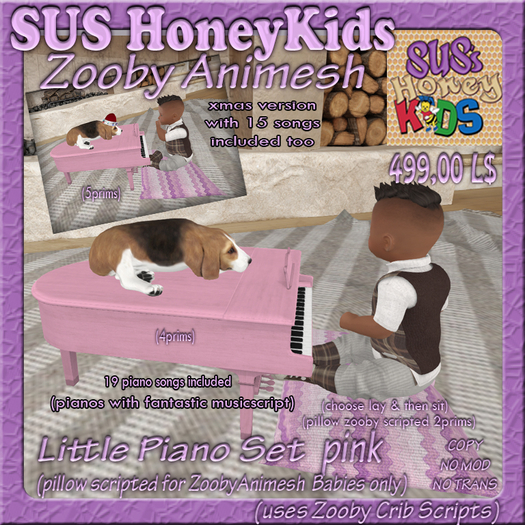SUS HoneyKids  ZoobyAnimesh LittlePianoSet pink Box