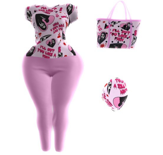 SH. SCREAM MY VALITINE SCRUBS SET