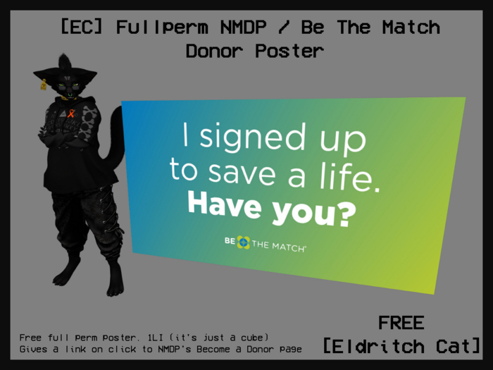 [Eldritch Cat] Fullperm NMDP / Be The Match Donor Poster