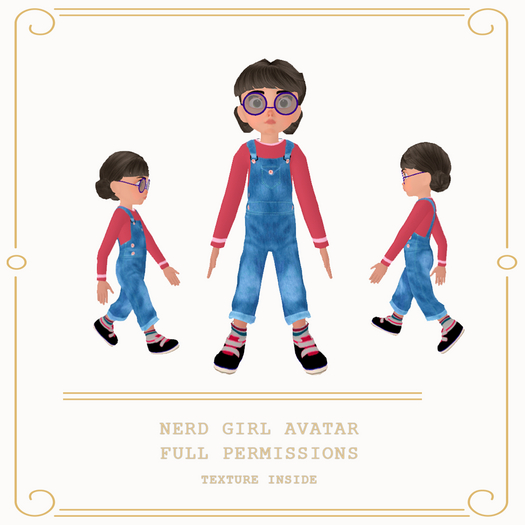 Full Perm Nerd Girl Avatar (Rigged mesh)