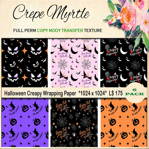 Crepe Myrtle Halloween Creapy Wrapping Paper