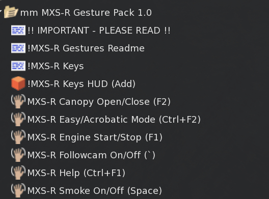 mm MXS-R Gesture Pack GIFT