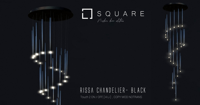 [ SQUARE ] - RISSA Chandelier - Black
