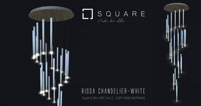 [ SQUARE ] - RISSA Chandelier - White