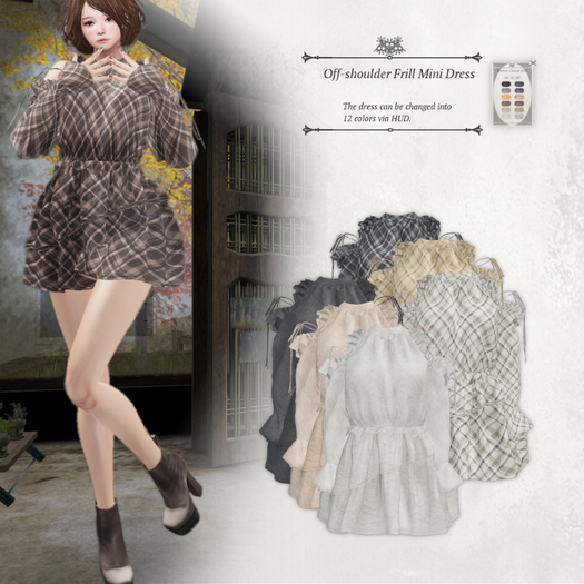 S@BBiA::Off-shoulder Frill Mini Dress