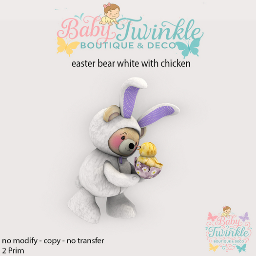ZLD easter bear white with chicken