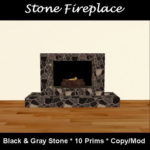 Contemporary Stone Fireplace Black