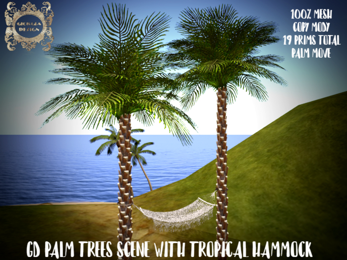 GD PALM TREES SCENE WITH TROPICAL HAMMOCK