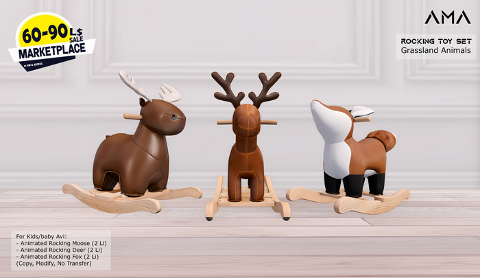 [AMA] Rocking Toy Set - Grassland Animals - HAPPY WEEKEND HW MP SALE