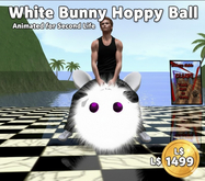 White Bunny Hoppy Ball – Interactive Bouncy Ride-On Toy with Copy/Trans Permissions