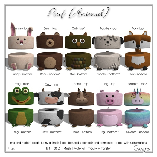 Sway's Pouf [Animal] Bunny - top (Box) RARE