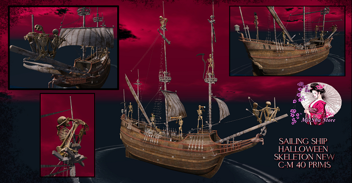 MICSHA-SAILING SHIP HALLOWEEN SKELETON NEW