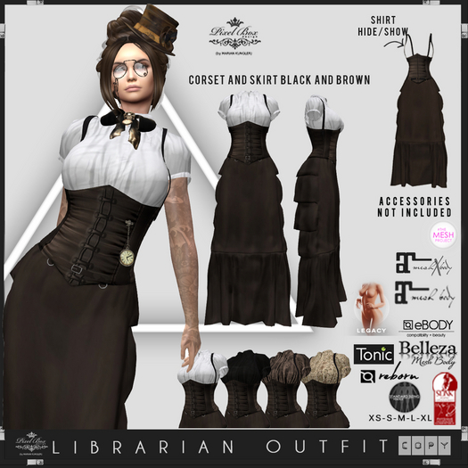 PIXEL BOX - Steampunk Librarian Outfit *WEAR ME*