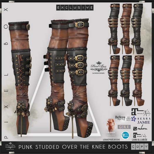 Pixel Box - Punk Studded Over the Knee Boots *WEAR ME*