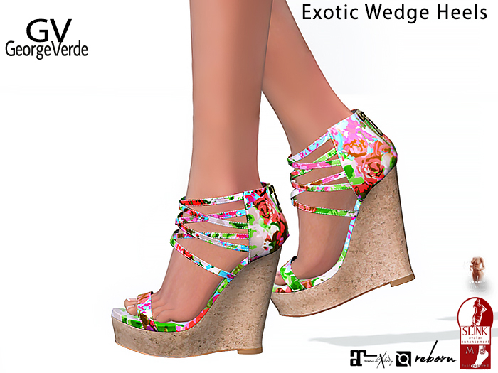 Full Perm Rigged Mesh Exotic Wedge Heels For Slink Medium