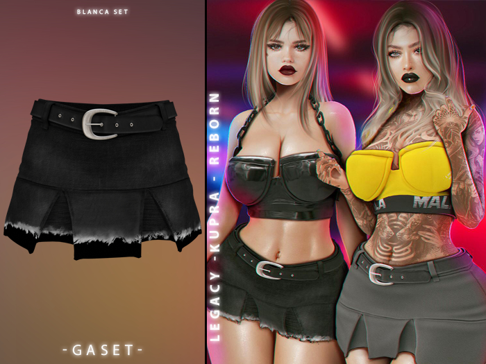 GASET - BLACK RIPPET BLANCA SKIRT