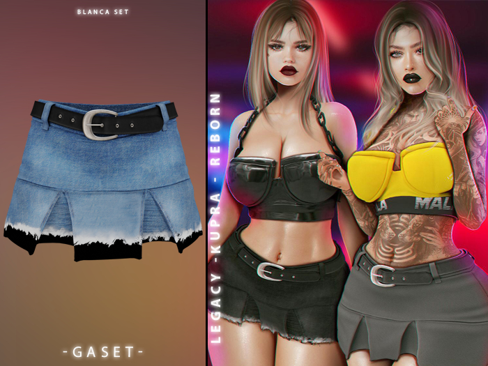 GASET - LIGHT BLUE RIPPET BLANCA SKIRT