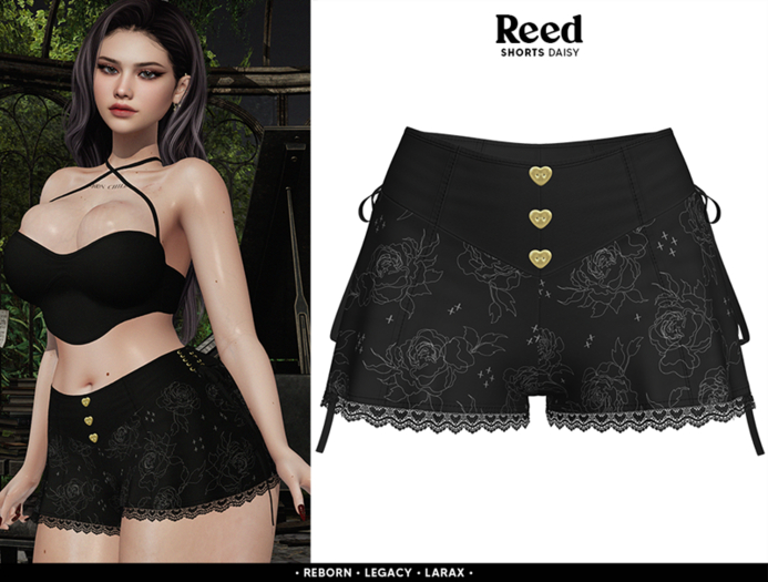 REED - DAISY SHORTS BLACK ROSE