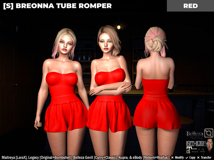 [S] Breonna Tube Romper Red