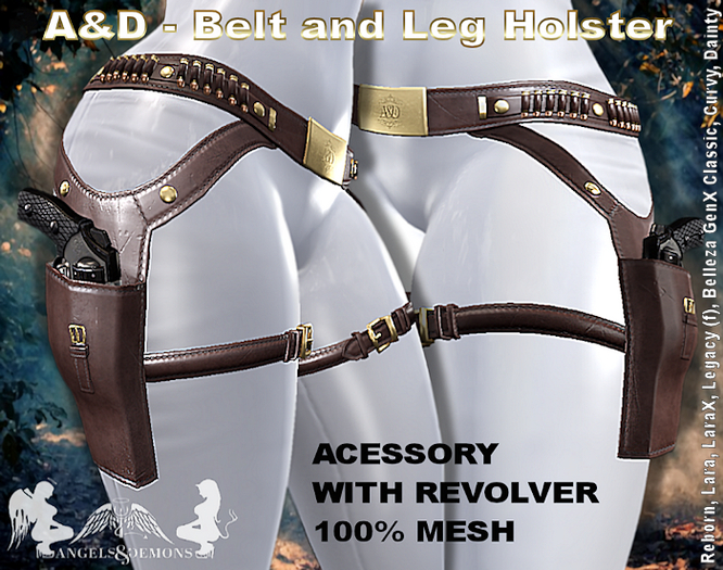 A&D Belt and Leg Holster (Brown) with Revolver