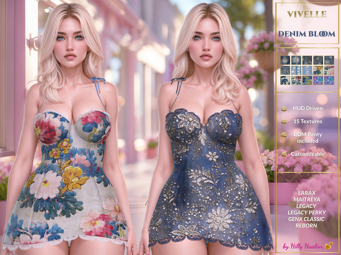 [hh] Vivelle Dress DENIM BLOOM
