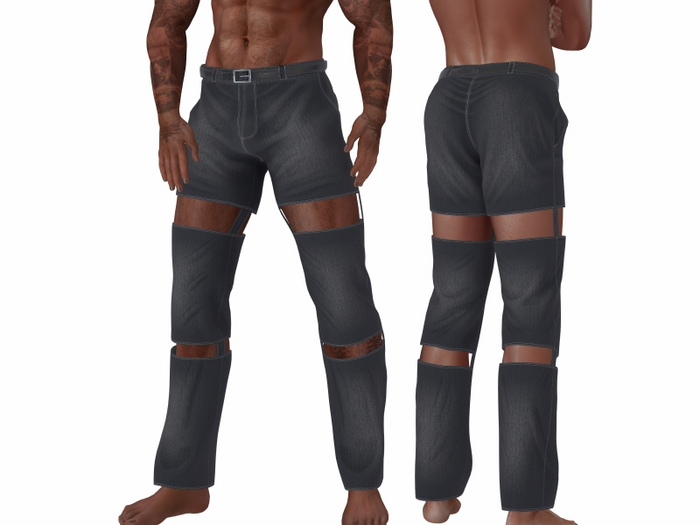 TwoSided three-piece pants denim