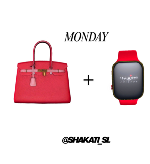 SH. GODLEN APPLE WATCH AND BAG SET