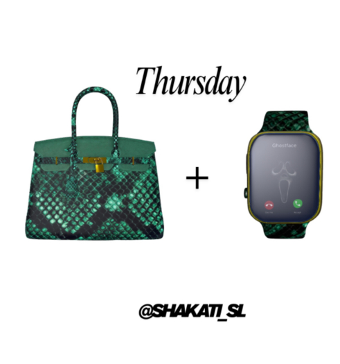 SH. GOBBLIN GREEN WATCH AND HANDBAG SET