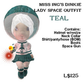 Miss Ing's Dinkie Lady Space Outfit Teal