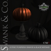 Swank & Co. Gothic Pumpkins Orange & Black w/stand