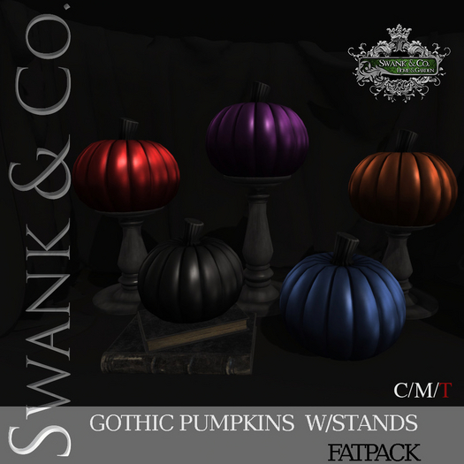 Swank & Co. Gothic Pumpkins W/Stand FATPACK 