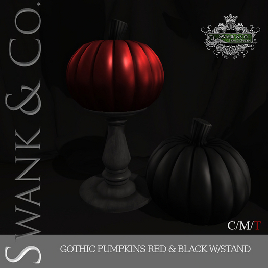 Swank & Co. Gothic Pumpkins Red & Black w/stand 